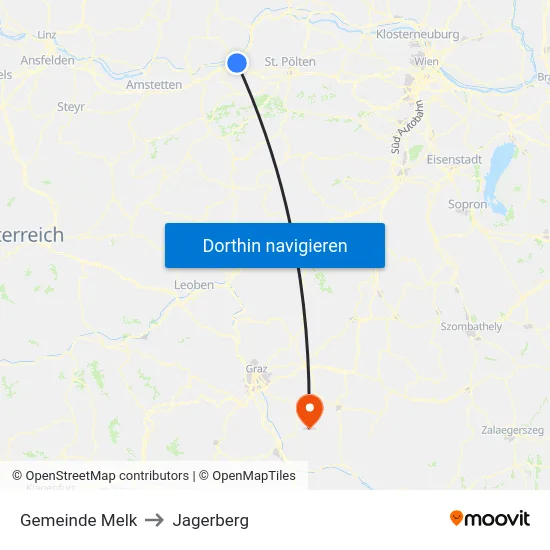 Gemeinde Melk to Jagerberg map