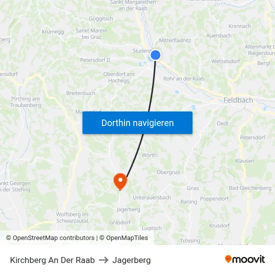 Kirchberg An Der Raab to Jagerberg map