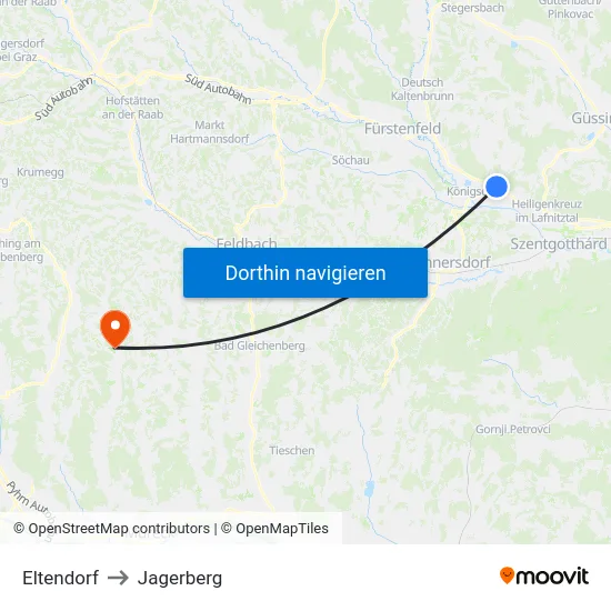 Eltendorf to Jagerberg map