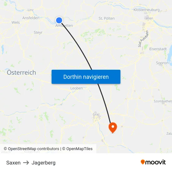 Saxen to Jagerberg map