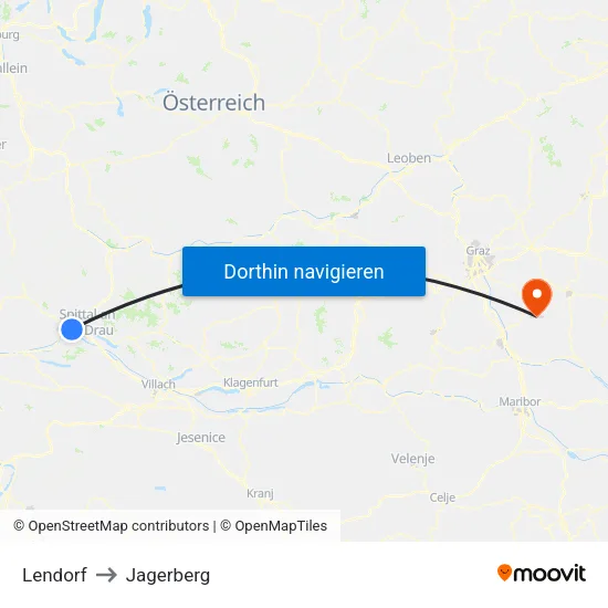 Lendorf to Jagerberg map