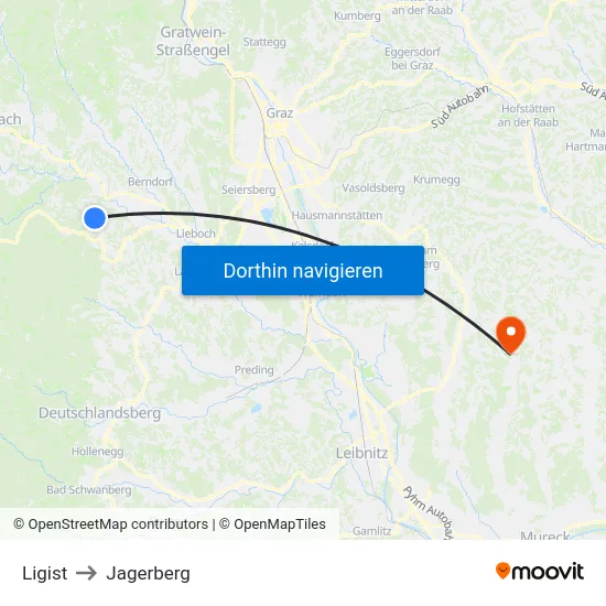 Ligist to Jagerberg map