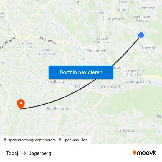 Tobaj to Jagerberg map