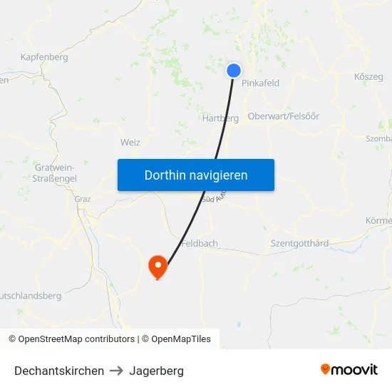 Dechantskirchen to Jagerberg map