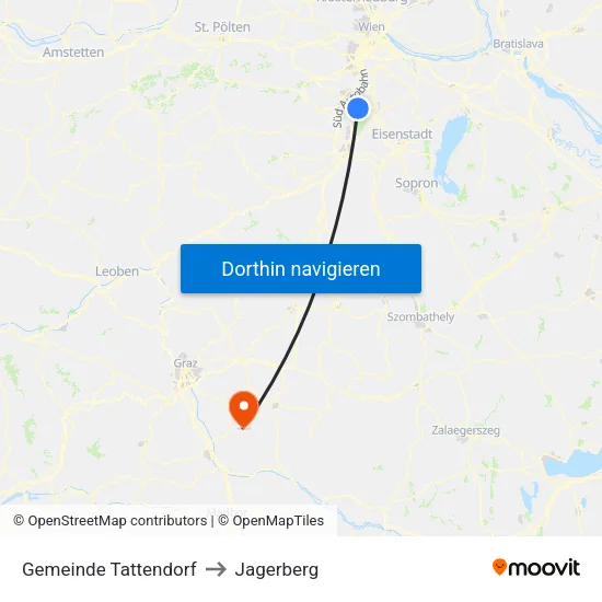 Gemeinde Tattendorf to Jagerberg map