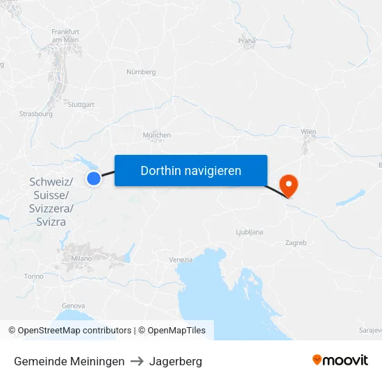 Gemeinde Meiningen to Jagerberg map