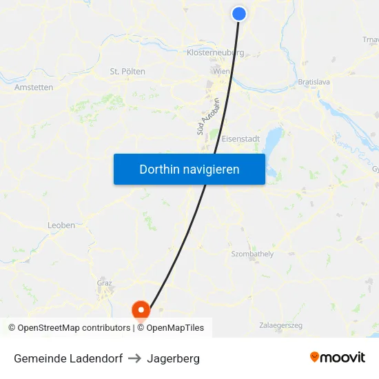 Gemeinde Ladendorf to Jagerberg map