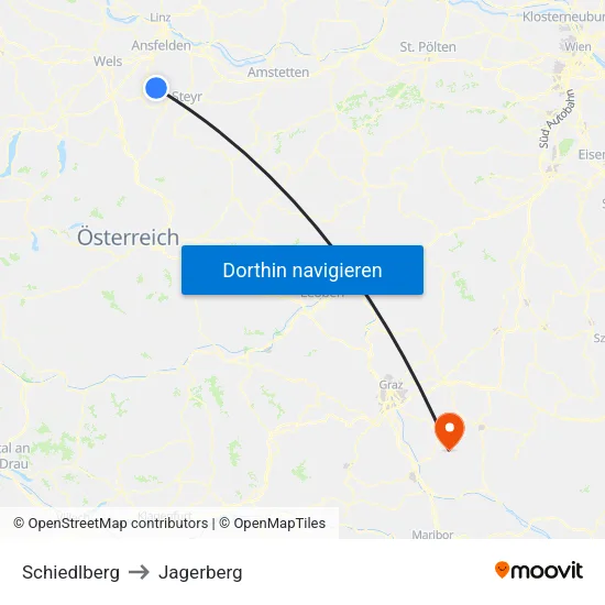 Schiedlberg to Jagerberg map