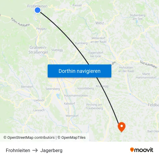 Frohnleiten to Jagerberg map