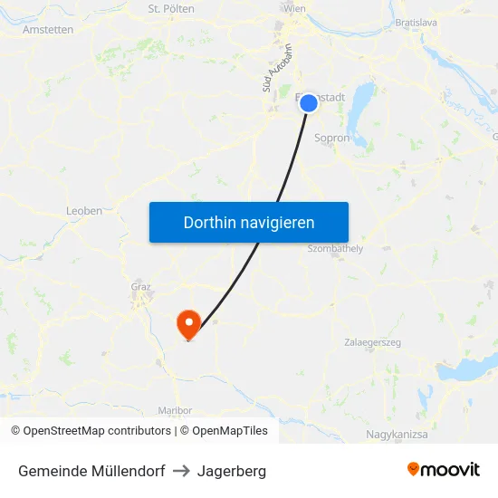 Gemeinde Müllendorf to Jagerberg map