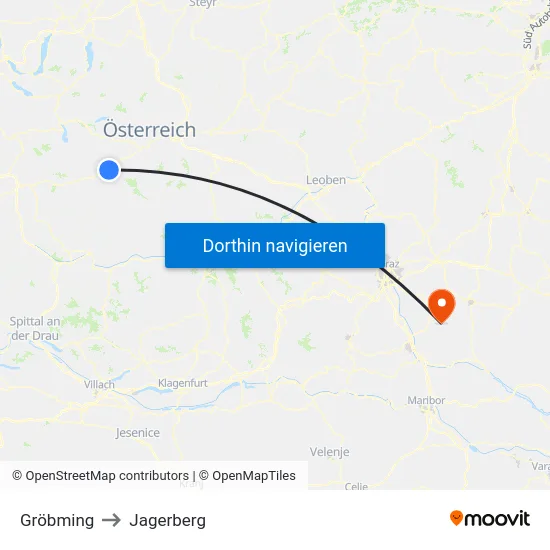 Gröbming to Jagerberg map
