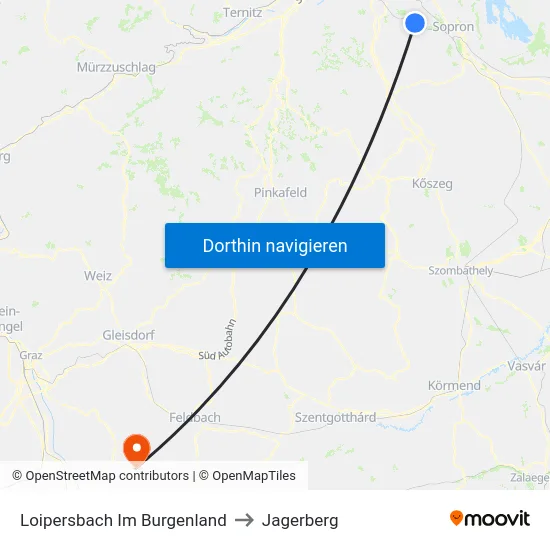 Loipersbach Im Burgenland to Jagerberg map