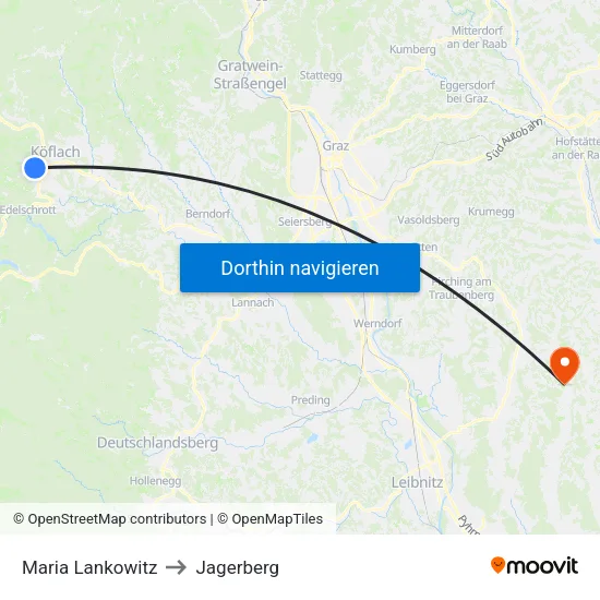 Maria Lankowitz to Jagerberg map