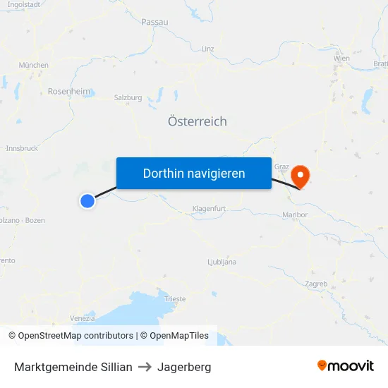 Marktgemeinde Sillian to Jagerberg map