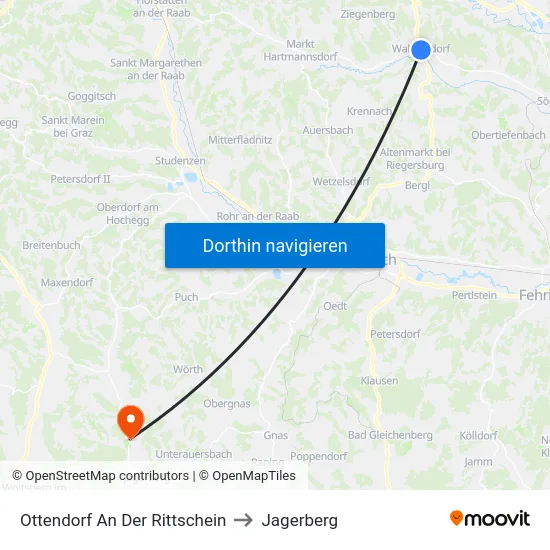 Ottendorf An Der Rittschein to Jagerberg map