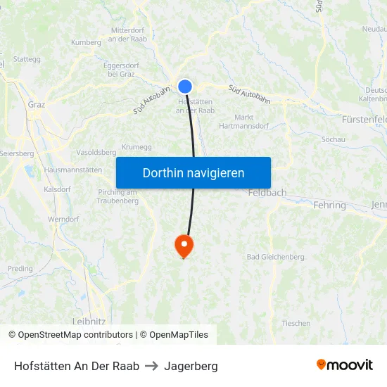 Hofstätten An Der Raab to Jagerberg map