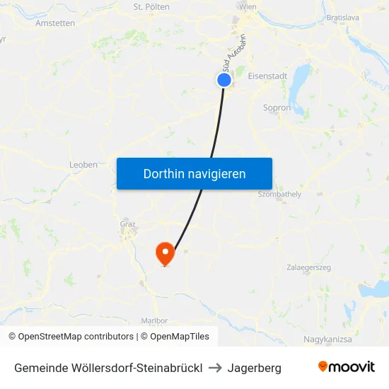 Gemeinde Wöllersdorf-Steinabrückl to Jagerberg map