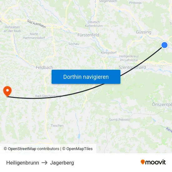 Heiligenbrunn to Jagerberg map