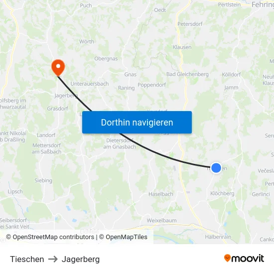 Tieschen to Jagerberg map