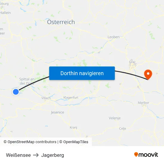 Weißensee to Jagerberg map