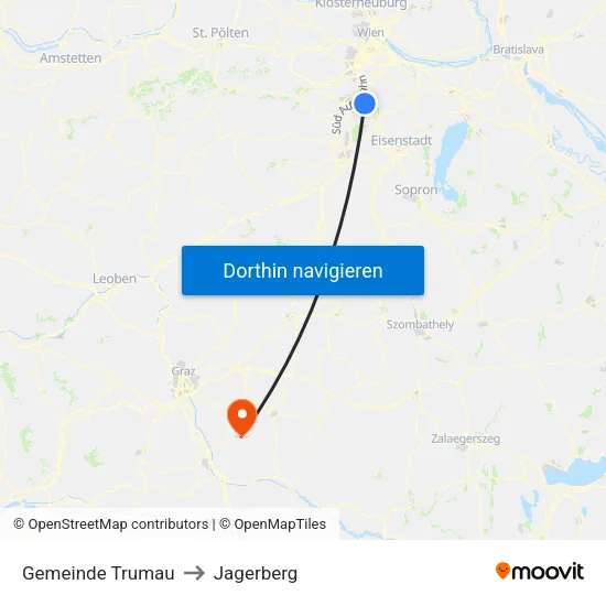 Gemeinde Trumau to Jagerberg map
