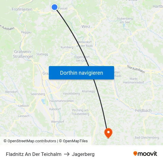Fladnitz An Der Teichalm to Jagerberg map