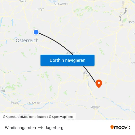 Windischgarsten to Jagerberg map