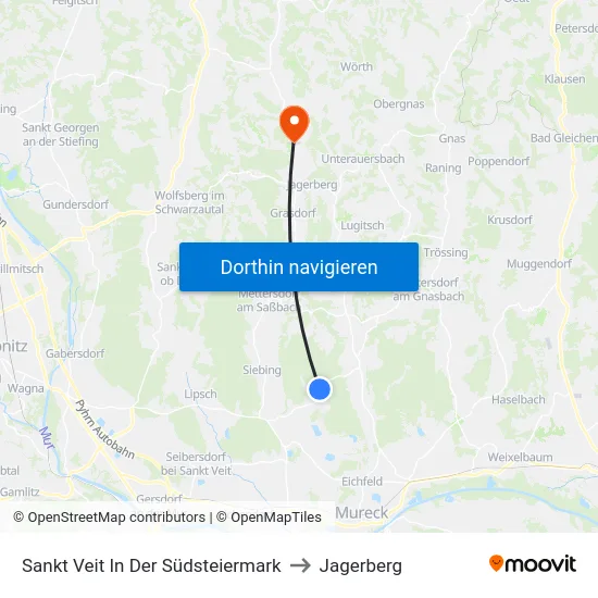 Sankt Veit In Der Südsteiermark to Jagerberg map