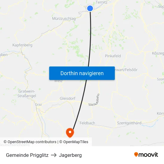 Gemeinde Prigglitz to Jagerberg map
