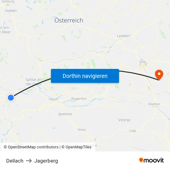 Dellach to Jagerberg map