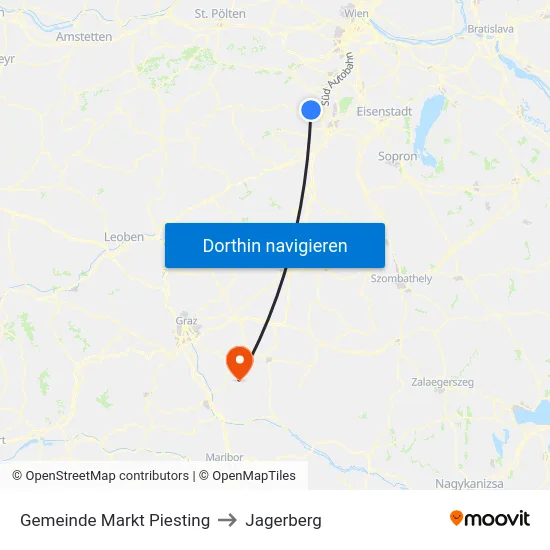 Gemeinde Markt Piesting to Jagerberg map