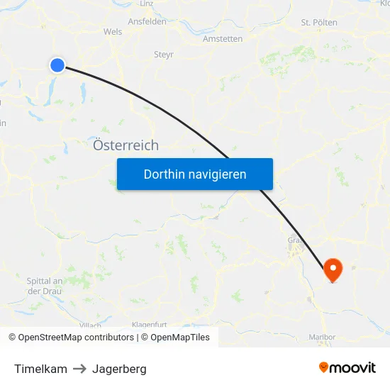 Timelkam to Jagerberg map