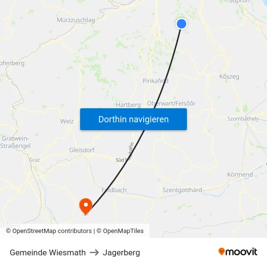 Gemeinde Wiesmath to Jagerberg map