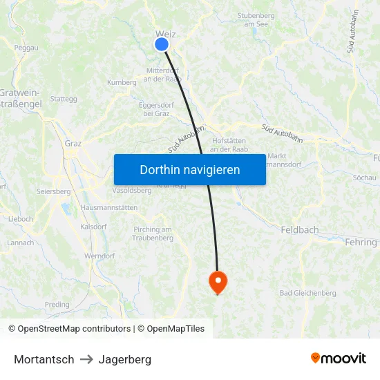 Mortantsch to Jagerberg map