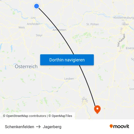 Schenkenfelden to Jagerberg map