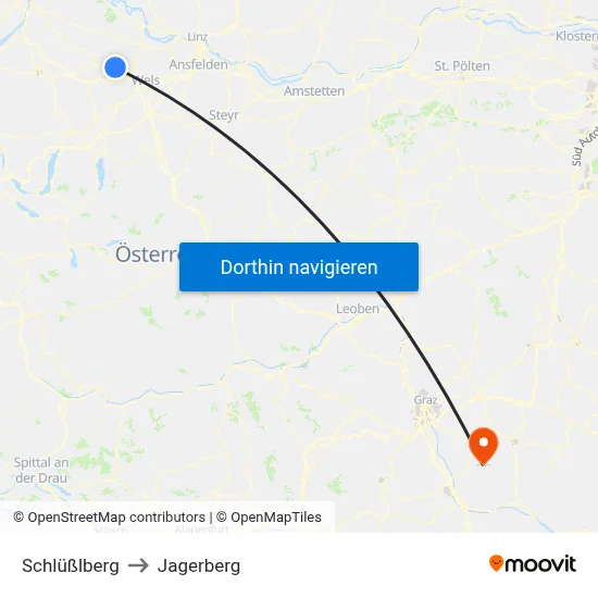 Schlüßlberg to Jagerberg map