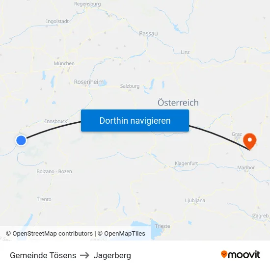 Gemeinde Tösens to Jagerberg map