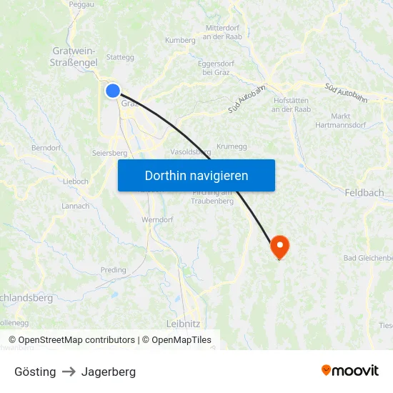 Gösting to Jagerberg map