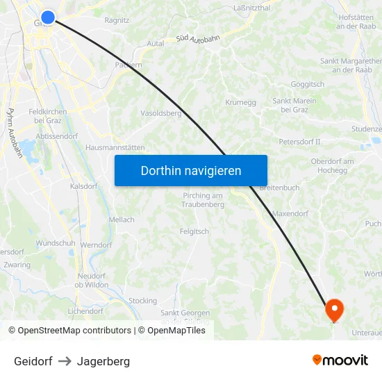 Geidorf to Jagerberg map