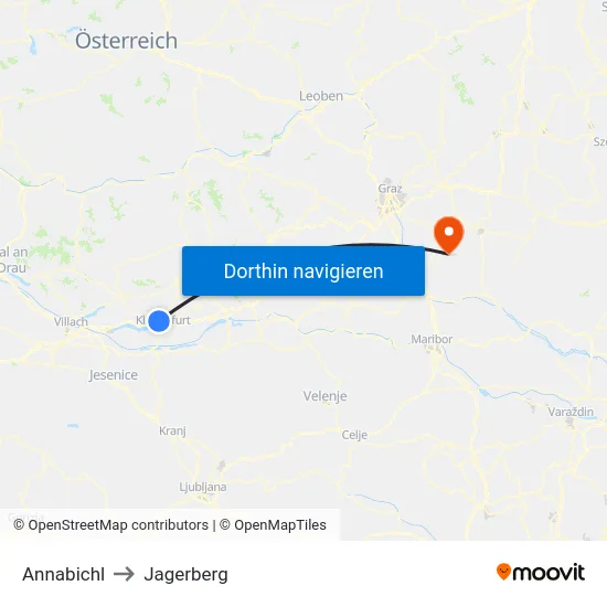 Annabichl to Jagerberg map