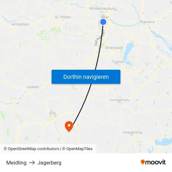 Meidling to Jagerberg map