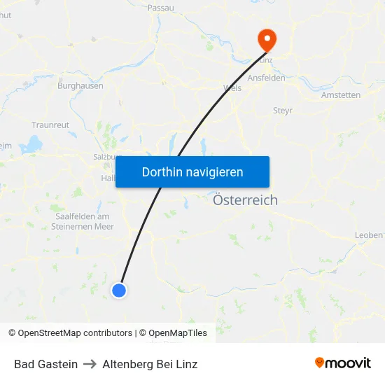 Bad Gastein to Altenberg Bei Linz map