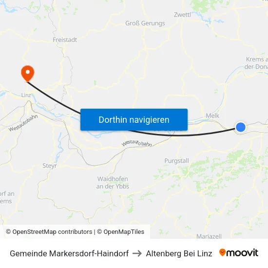 Gemeinde Markersdorf-Haindorf to Altenberg Bei Linz map