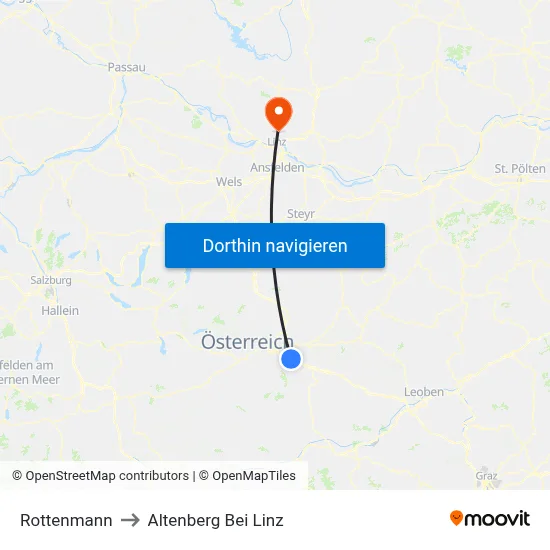 Rottenmann to Altenberg Bei Linz map