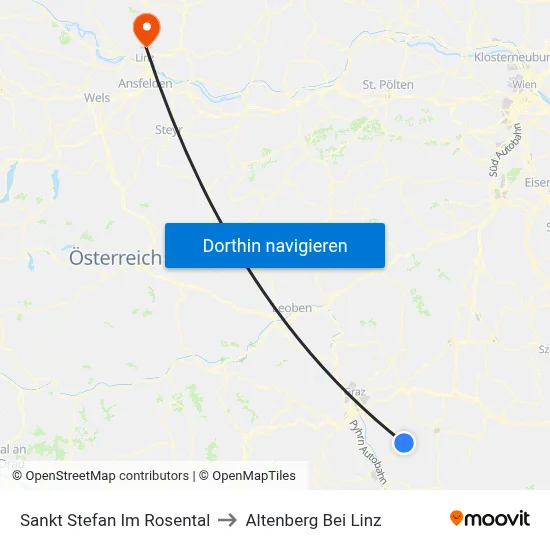 Sankt Stefan Im Rosental to Altenberg Bei Linz map