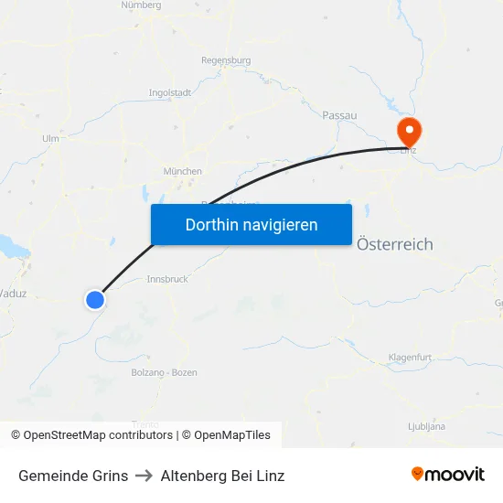 Gemeinde Grins to Altenberg Bei Linz map