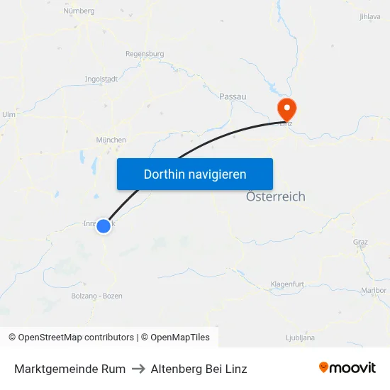Marktgemeinde Rum to Altenberg Bei Linz map