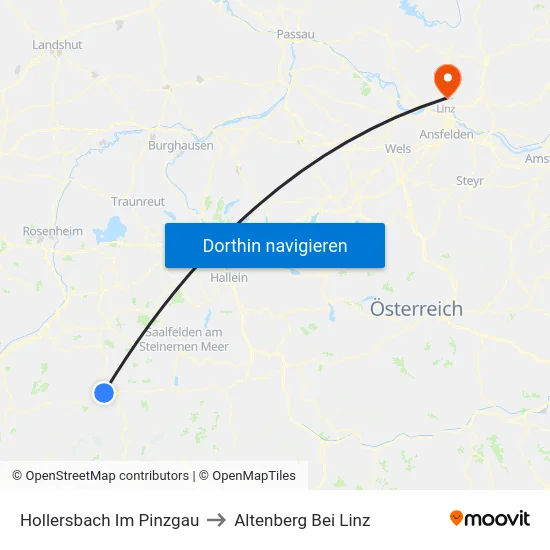 Hollersbach Im Pinzgau to Altenberg Bei Linz map