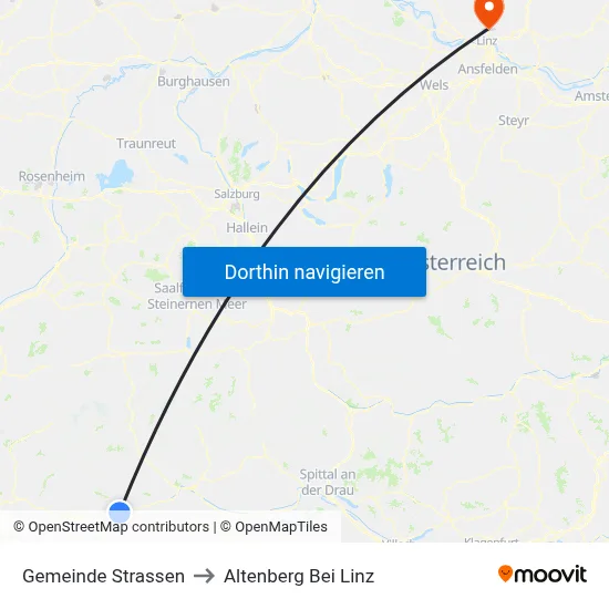 Gemeinde Strassen to Altenberg Bei Linz map