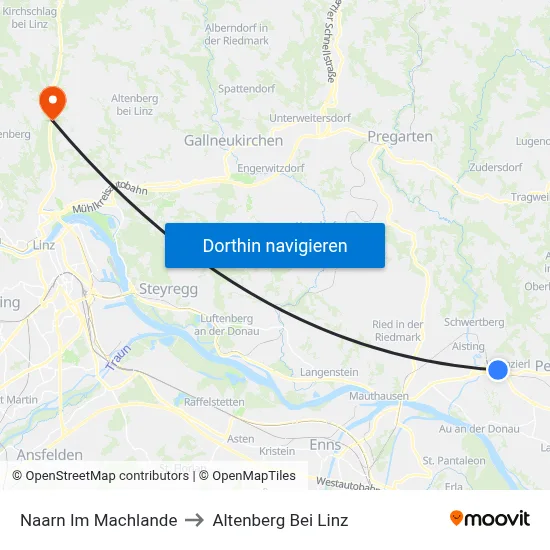 Naarn Im Machlande to Altenberg Bei Linz map